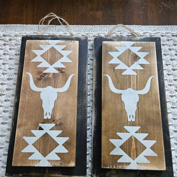 Rustic Sign / Western Aztec Sign / Longhorn Sign / Western Decor - Etsy