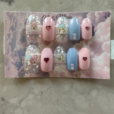 Pink Ombre Holographic Press on Nails Anime - Etsy