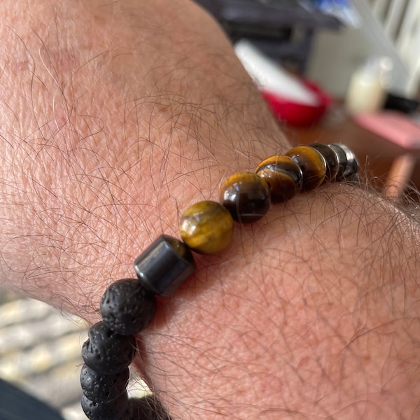 Clataly Colourful Energy Bracelet 8 Mm Natural Volcano Stone Tiger's