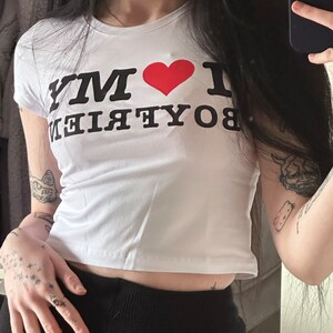 I Love My Boyfriend cyber y2k yk2 hippie top Cultivo Cibernético Feminino  y2k kawai Gráfico Dos Anos 90 De Roupas