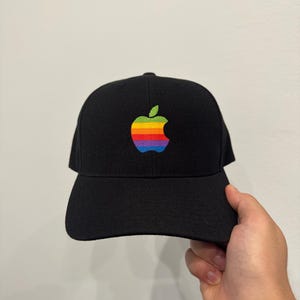 Retro Apple Computers Rainbow Logo Hat - Embroidered Baseball Cap 