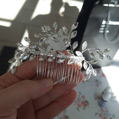 Handgefertigter Brautschmuck Mit Kristallen – Haarkrone / Kopfschmuck 50,8 Cm Für Hochzeit, Party & Abend (Silber)