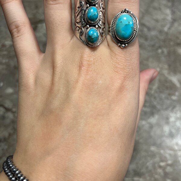 Turquoise Ring ~ Sterling Silver 925 ~ Handmade ~ Statement ~ Hippie ...