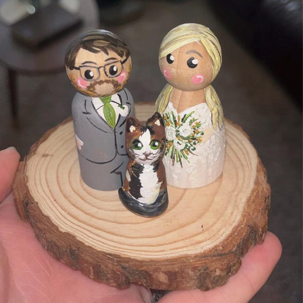 Bride and Groom Wedding Cake Topper Family Wedding Cake Topper Wooden ...