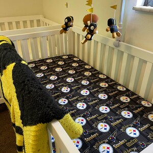 Fitted Crib Sheet Pittsburgh Steelers Black and Gold Standard or