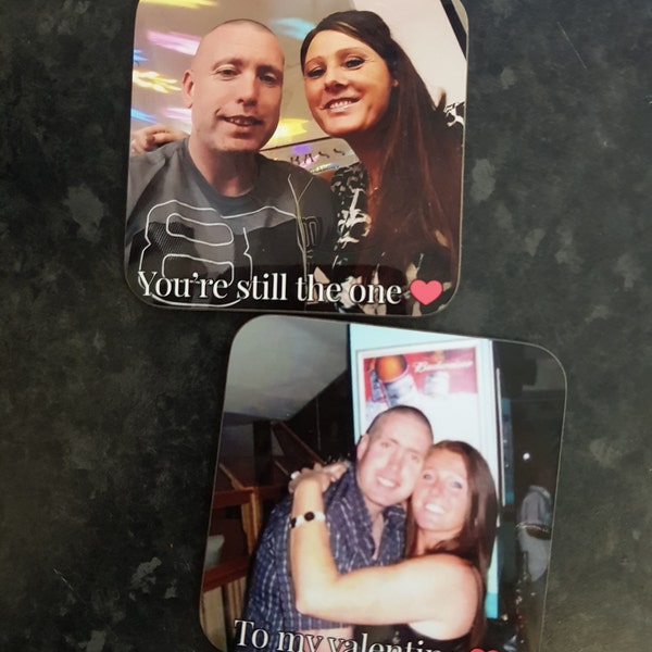 Personalised High Gloss Cup Coasters, Square Drink Coaster, Round