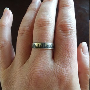 Personalized Silver Ring, Graduation Gift Gifts, Wedding Band, Forest Jewelry, Engraved Ring, Pine Tree Ring, Nature Accessories