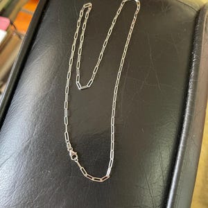 14Kソリッドホワイトゴールド製ペーパークリップチェーンネックレス