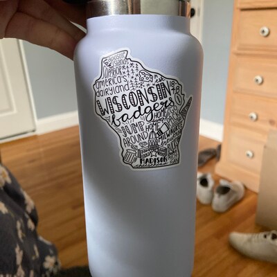 Wisconsin Typography Vinyl Sticker WATERPROOF Laptop, Water Bottle, Car ...