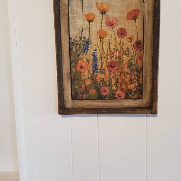 Classic Natural Flower Art Work Wall Hanging Wooden Frame (6 x 6 in)