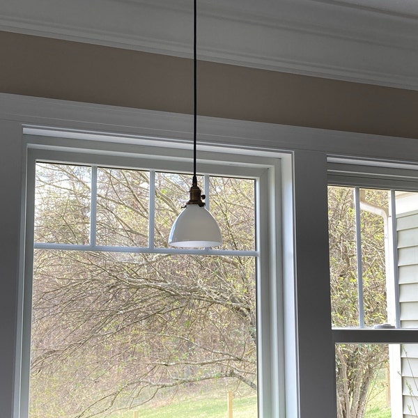 6" White Glass Dome Pendant Light Fixture **USA Handblown Glass - Etsy