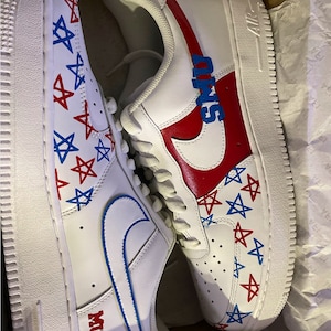 Red Supreme LV Inspired - Custom Air Force 1 - Hand Painted AF1