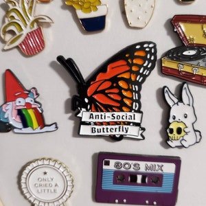 Introvert Enamel Pin Anti-social Butterfly Pin Socially - Etsy