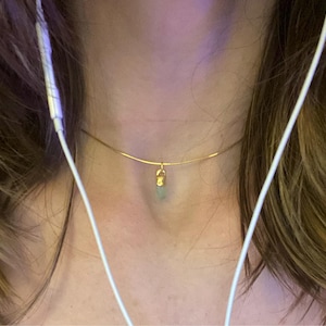 Customer photo from nat, Emerald Choker • Raw Gemstone Crystal Necklace • 24k Gold Filled Snake Chain • Dainty Small Stone • Simple May Birthstone • 14 inch