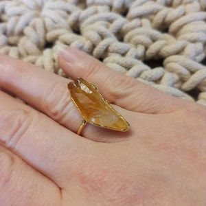 Customer photo from Karen, Vertical Large Raw Citrine Ring, November Birthstone