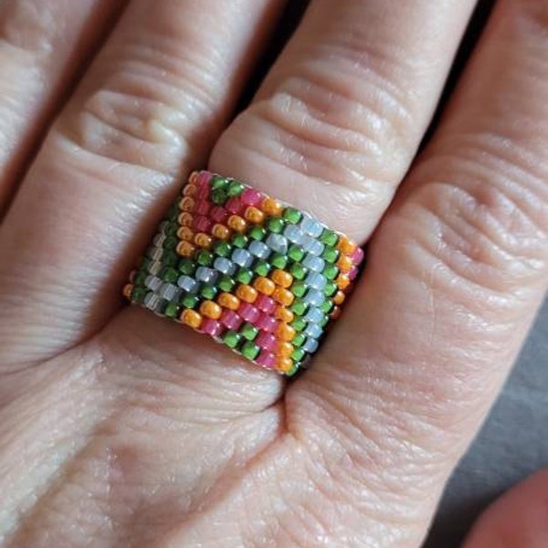 Beaded Ring Pattern Jewelry Making Beading Pattern Chevron Ring Instant ...