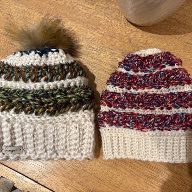A customer's finished Wheat Stitch Beanie Crochet Pattern