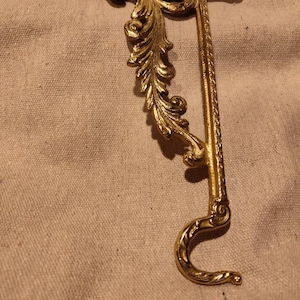 Large Ornate French Handmade Cast Polished Brass Hanging Basket Wall Bracket Hook