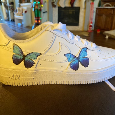 Nike Air Force 1 AF1 Custom With BLUE 'BUTTERFLY' - Etsy Australia