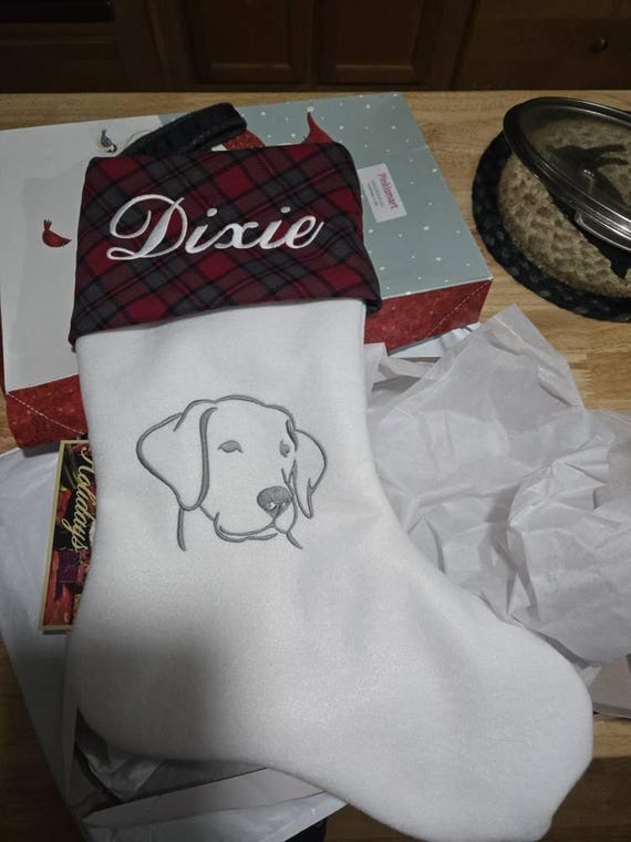 Customer photo of a pet with the Labrador Christmas Stocking