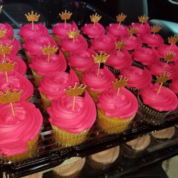 Gold Glitter Crown Cupcake Toppers: Party & Wedding Picks - Etsy