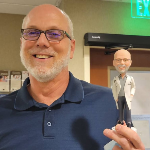 Male Doctor Bobblehead With Medical Instruments - Personalized Physician Gift Doll main image 1