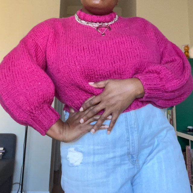NKNIT♡pattern pullover sweat Knitting Pattern: Seamless Mock Neck Sweater, Boxy + Cropped