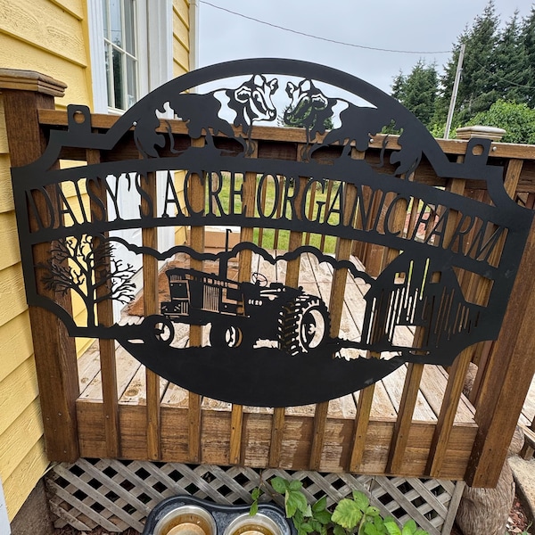 Custom Metal Ranch Sign, Personalized Farmhouse Name Sign, Outdoor Barn ...