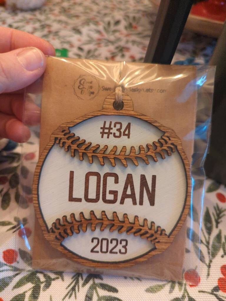 Baseball Ornament | Christmas | Laser Engraved | Gift Tags | Sports | Team |