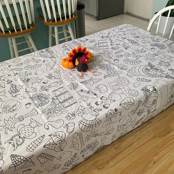 Food Fun Tablecloth, Coloring Tablecloth, Kids Tablecloth, Washable ...