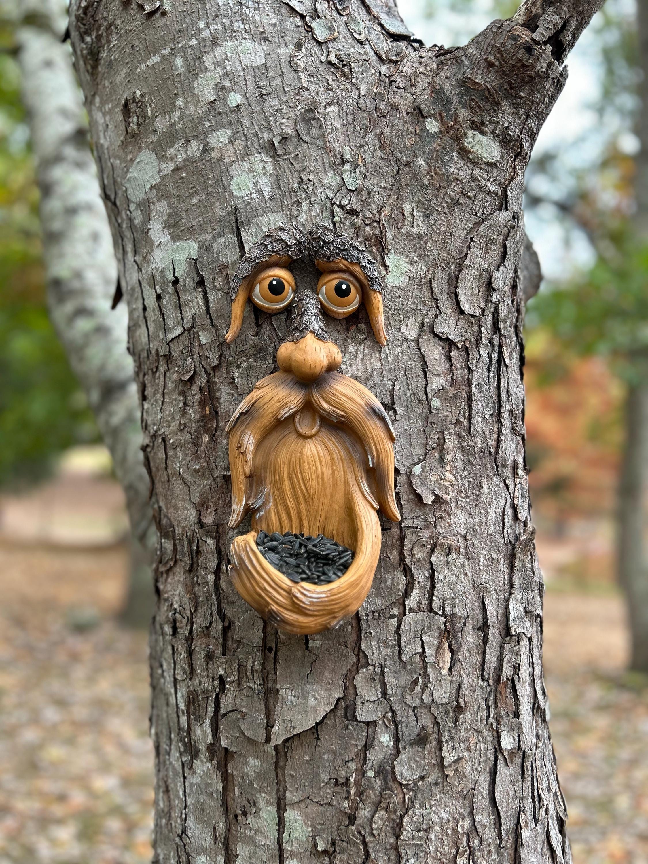 Tree Faces Garden Decor –Tree Hugger Bird Feeder– Yard Art– gift for dad- tree decorations outdoor- Garden Sculpture- Magical face for tree