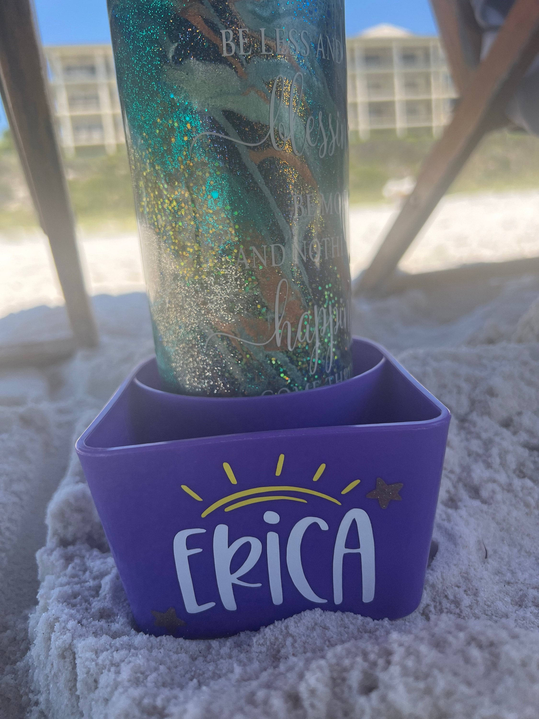 Personalized Beach Cup Holders, Beach cup spikes, Girls Trip, Family Beach Day, Beach Bachelorette, Beach Vacation, stocking stuffer, travel
