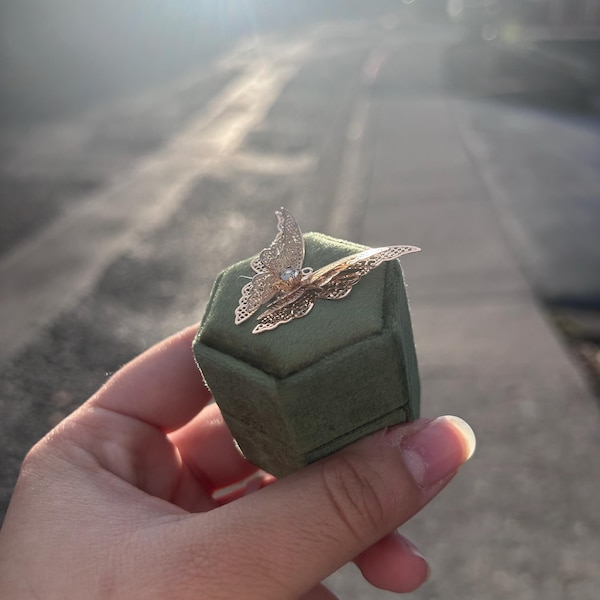 Engagement Ring Box | Butterfly Engagement Ring Box Velvet | Engagement ...
