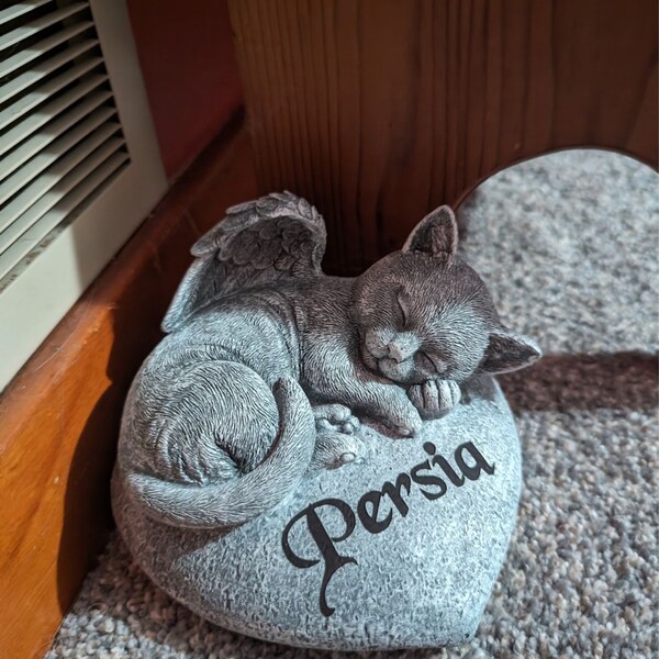 Pietra Memoriale Per Gatto - Personalizzabile Con Nome E Data - Con Portacandele - Resina 3D