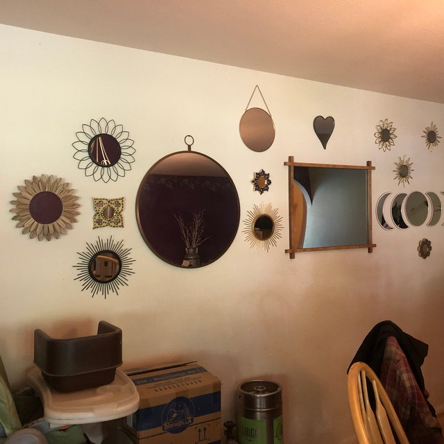Peruvian Small Wall Mirror Set of 3 - Decorative Vintage Mirrors of 6 for Wall Decor - Painted Glass Mirror for Wall Room Decor