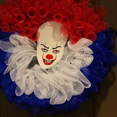 Clown Face Scary Clown Face Halloween Balloon Clown Wreath Pennywise ...