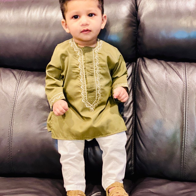 Buy White Blue Embroidered Baby Boy Kurta Pajama Shalwar