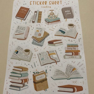 Sticker Sheet Reading Bullet Journal Stickers Planner | Etsy