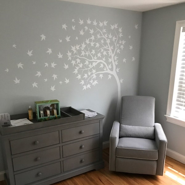 White Tree Decal Large Nursery Tree Decal With Birds Removable Wall ...