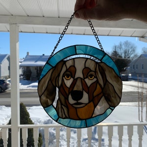 Pet Memorial Stained Glass Window Panel Custom Stained Glass Dog ...