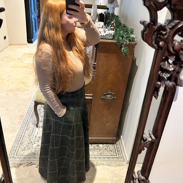 開店記念セール！ Tartan Skirt, Plaid Wool Long Skirt, Wool Wool Skirt Maxi スカート