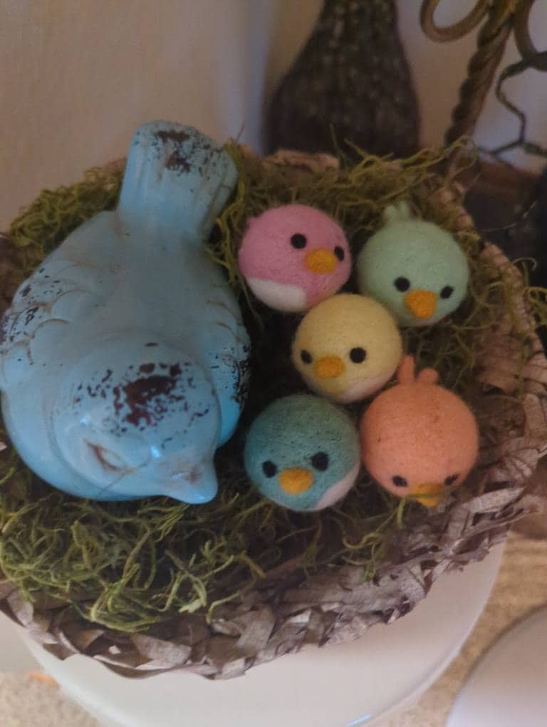 Spring Bird Chick Felt Shapes- Set of 5- 1.5x2&quot;- NEST NOT INCLUDED- Pastel Colors- Easter Bowl Filler, Home Decor Tiered Tray, Shelf Sitter