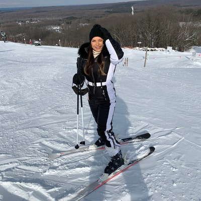 Women Ski Jumpsuit Black With White Insert Ski Suit Women's One Piece ...