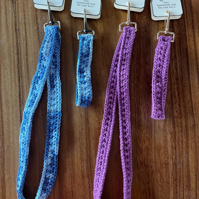 A customer's finished Petal Loop Lanyard and Keychain Crochet Pattern