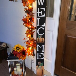 WELCOME SIGN, Fall Rustic Welcome Sign, Vertical Front Door Welcome ...
