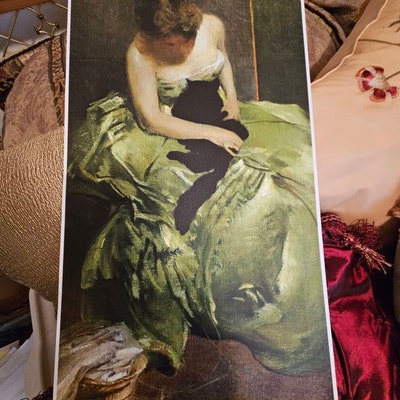 Vintage Nude Edwardian Painting Nude Woman at Dressing Table - Etsy