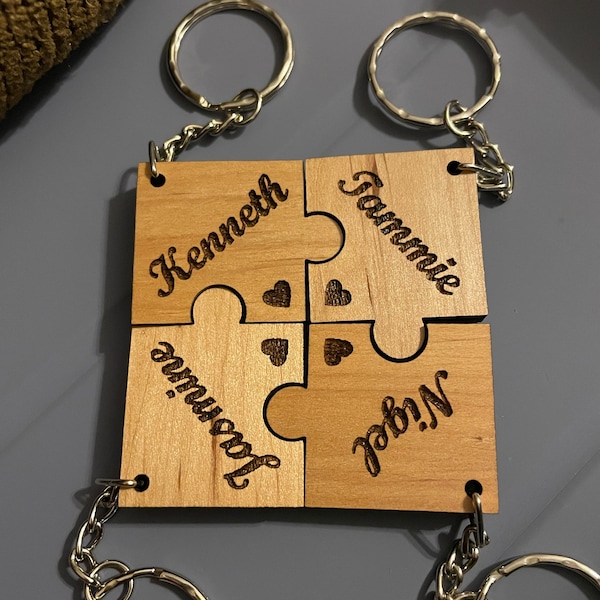 REAL WOOD Best Friend Key Chain Set-set of 3 Puzzle Piece Keychains ...