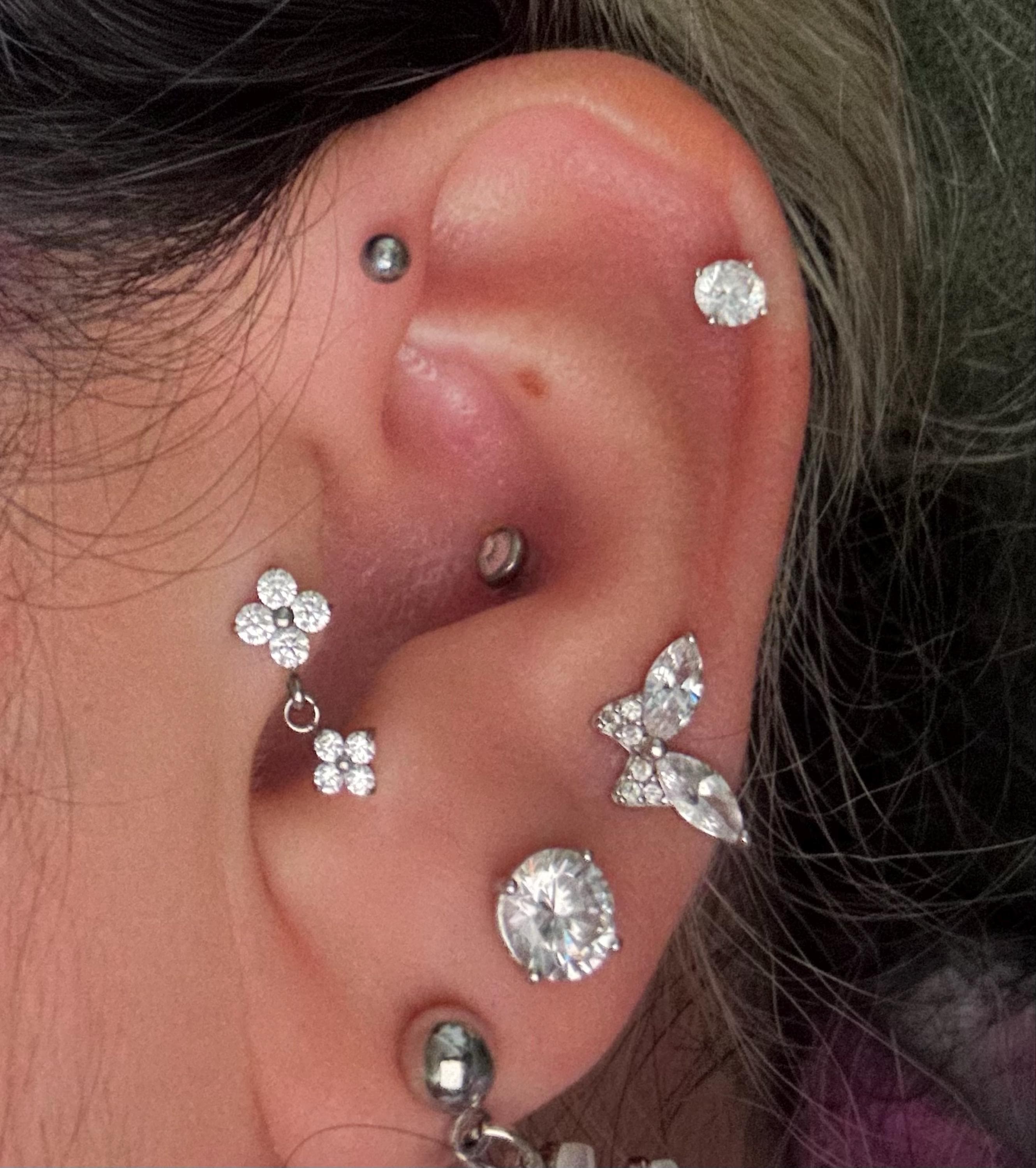 18G/16G Titanium Dangle Stud Earring • Tragus Earring • Helix • Cartilage • Internally threaded • Flat Back Earring• Gift for Her