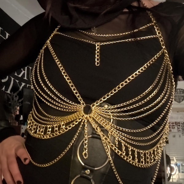 Black Gold Silver Bra Chain- Festival Bra - Bra Top - Body Chain - Rave ...