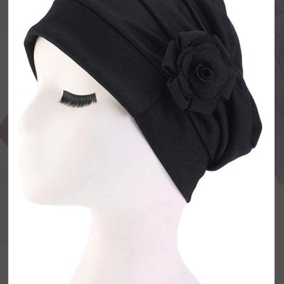 Athjunss Slouchy Beanie / Turban - Multifunctional Chemo Cap, Sleep Hat, Headwear (Black, One Size)